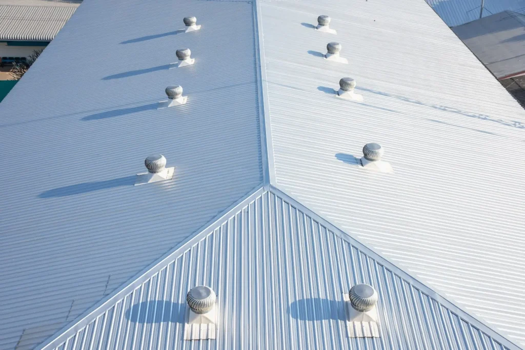 metal sheet roofing on commercial construction.