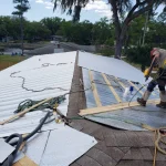 New metal roof under construction.